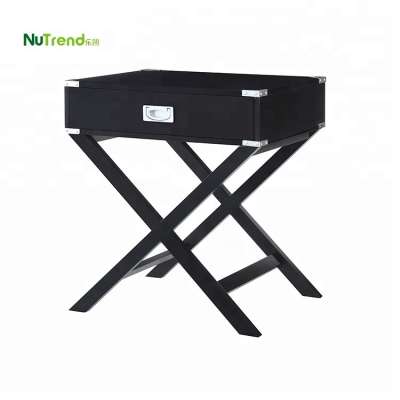 X Frame Sofa Black Wood Small Coffee Design MDF Furniture End Cheap Modern Side Table With Drawer